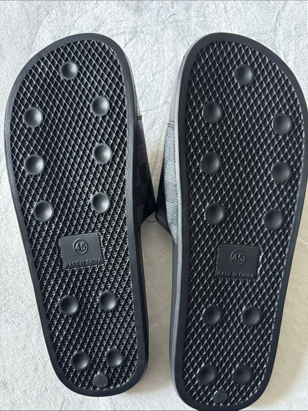 Beverly Hills Polo Club Black Check Slide Sandals
